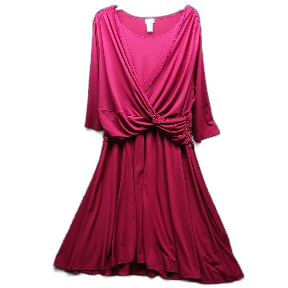 Vicki Wayne Women's 18P Vintage Midimax Swing Dress. Fushia Color